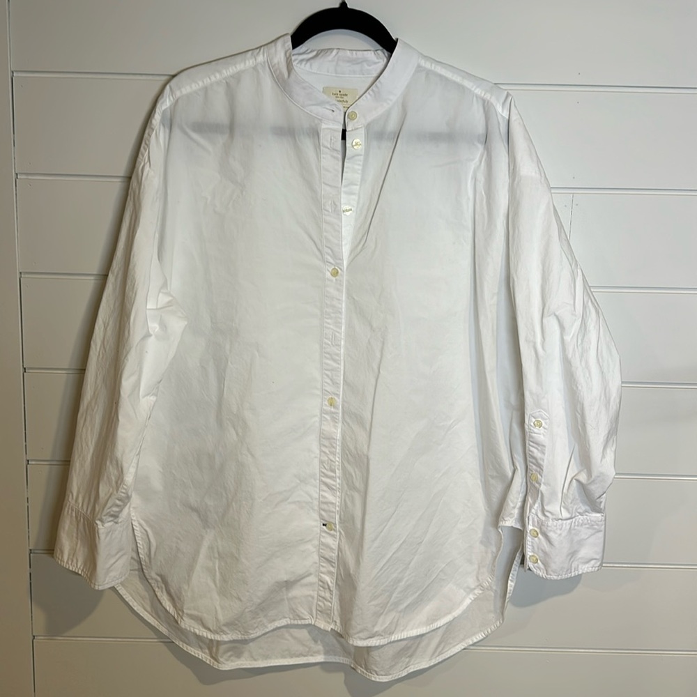 Kate Spade White Oversized Mandarin Collar Shirt